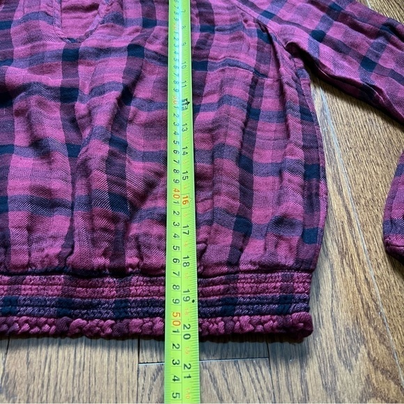 Anthropologie Cloth & Stone Sara Red Black Plaid Long Sleeve Blouse - Sz S - Picture 13 of 14